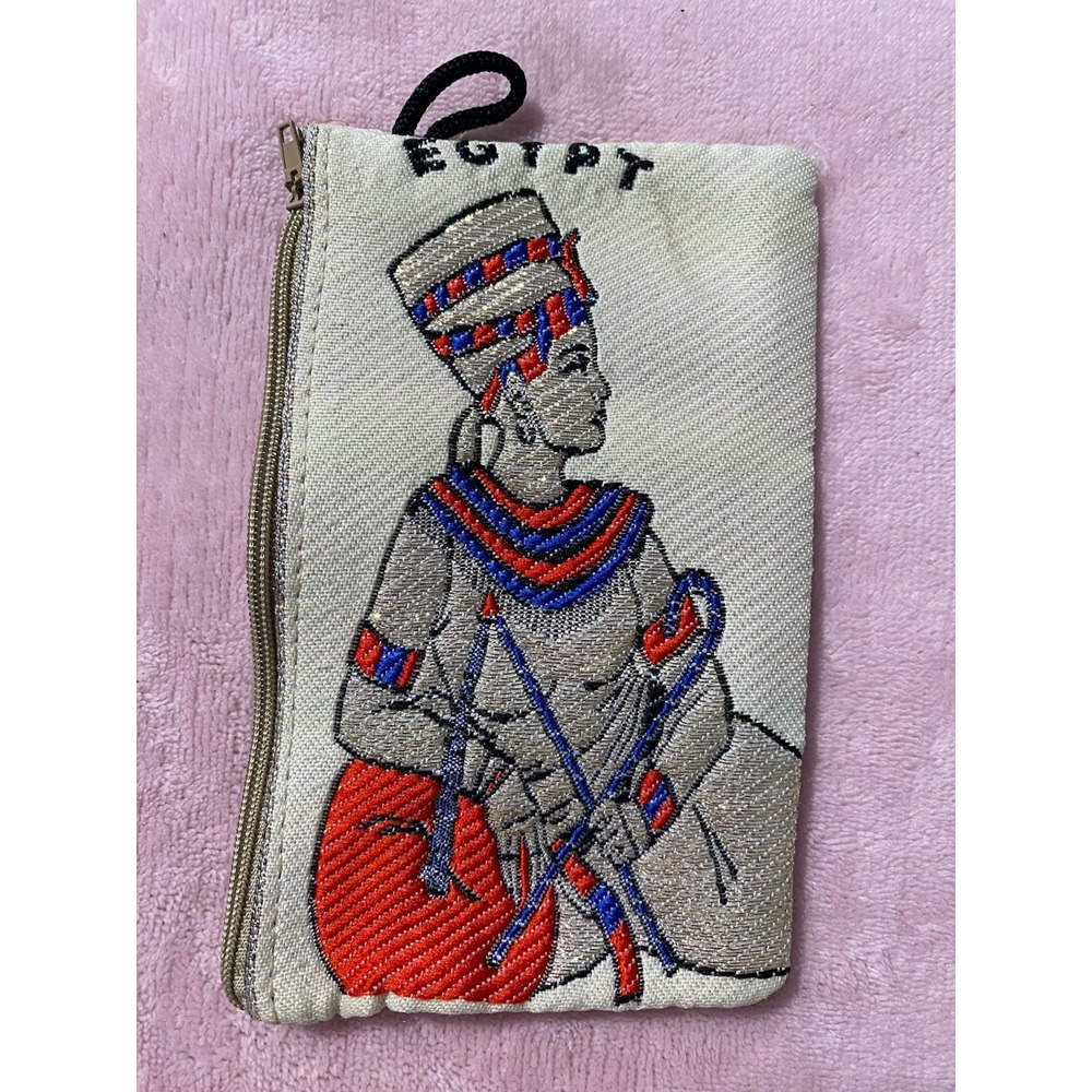 Egyptian Princess Cosmetic,Coin,Money, Jewelry Zipper Bag 6"L X4"H Embroidered